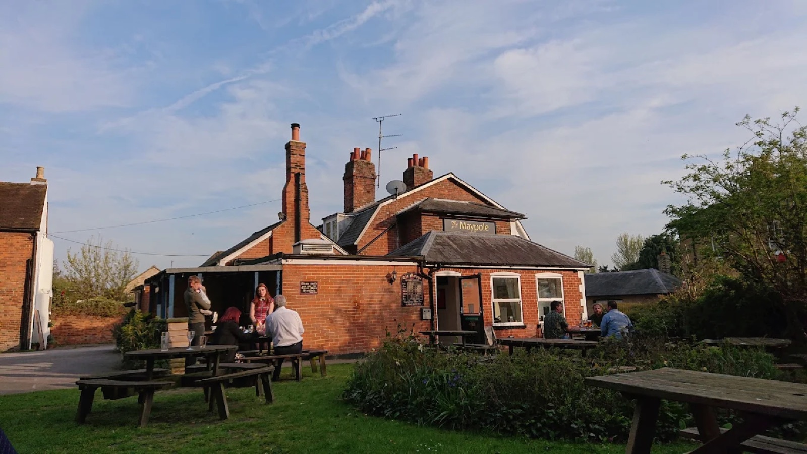 The beer garden at The Maypole Inn